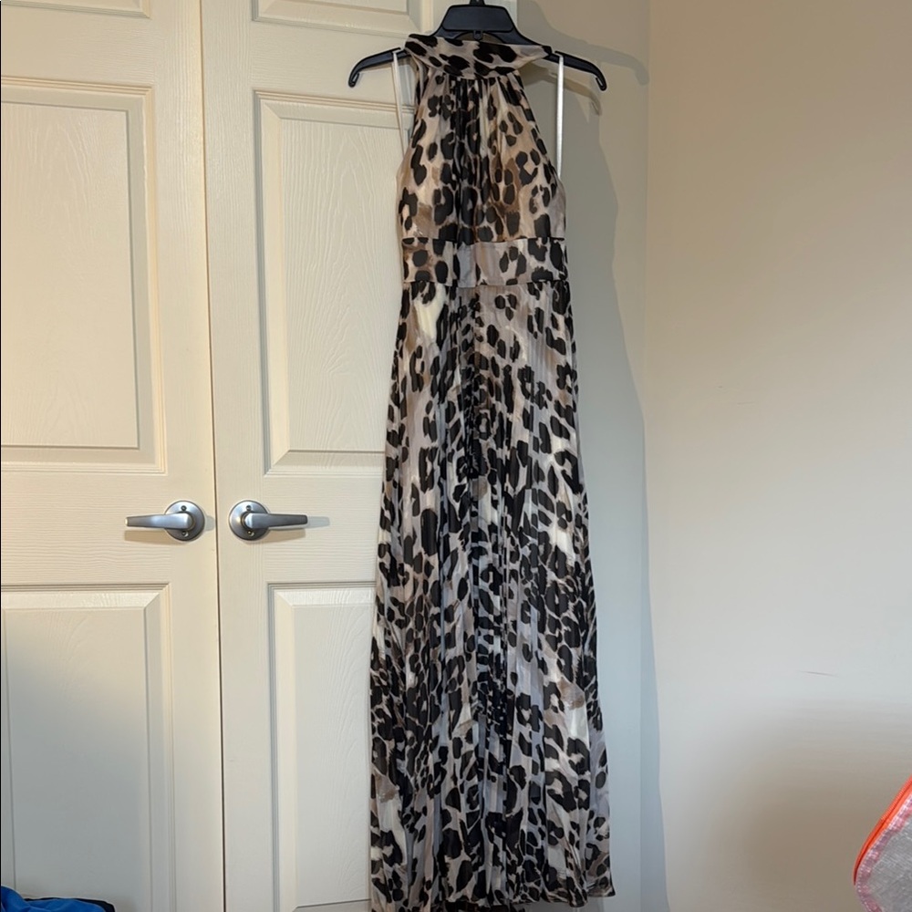 Leopard Print Halter Maxi Dress
